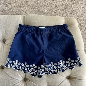 Navy embroidered girls shorts, 8